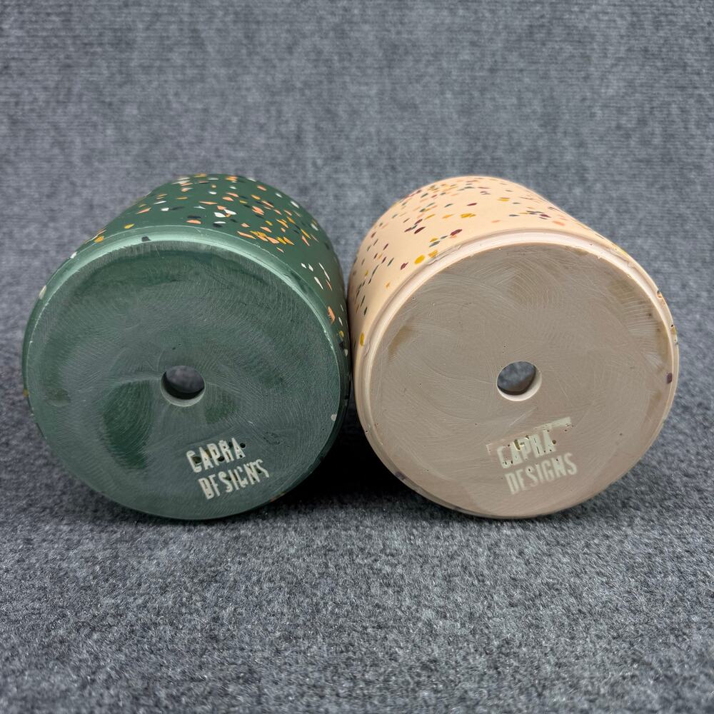 CAPRA DESIGNS Archie Pot (Missing Drip Trays) Green Cream Terrazzo